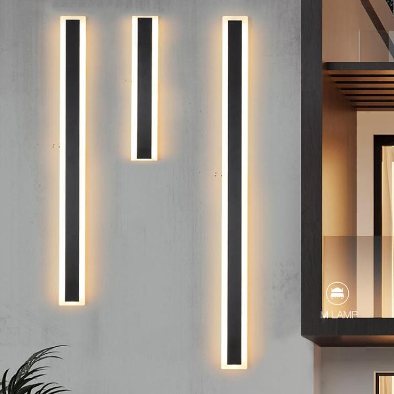 Waterproof Linear LED Outdoor Wall Light Modern Metal Weatherproof Sconce for Garden Patio Entryway Hallway Exterior Porch Walkway IP65