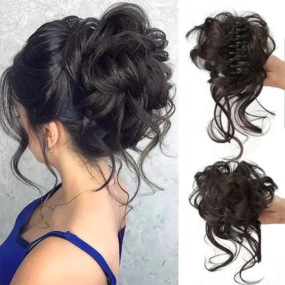 Curly Hair Bun Extension for Natural Volume - Clip-In Style