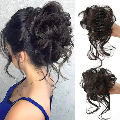 Synthetic Updo Hairpiece with Clip Attachment – Textured Volume for Thin or Fine Hair – Available in 18 Shades Including Blonde, Brown, Black, Gray &