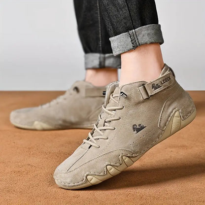 Men's Waterproof High-Top Sneakers with Elastic Slip-On Design - Durable Rubber Sole Boots for Street Style & All-Weather Wear