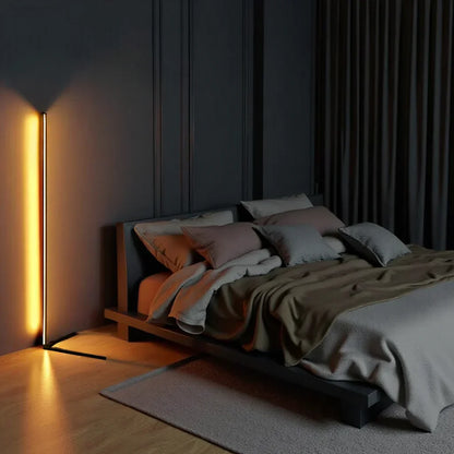 Wireless Remote LED Uplight with Adjustable Brightness for Bedroom, Living Room & Study Spaces | Modern Tall Pole Lamp in Black