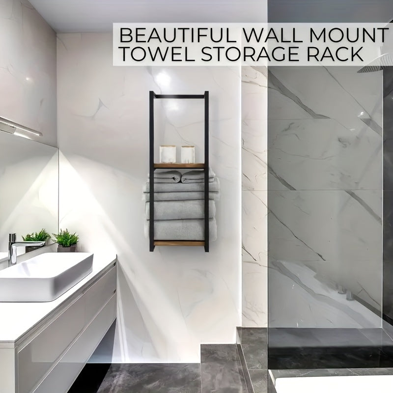 Modern Metal Towel Rack with Waterproof Shelf for Stylish Bathroom Storage