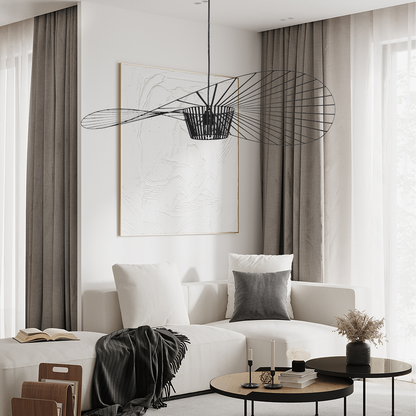 Sculptural Suspended Fixture with Adjustable Drop 59 in Diameter for Dining Tables & Open Floor Plans Kitchen Islands Modern Statement Overh