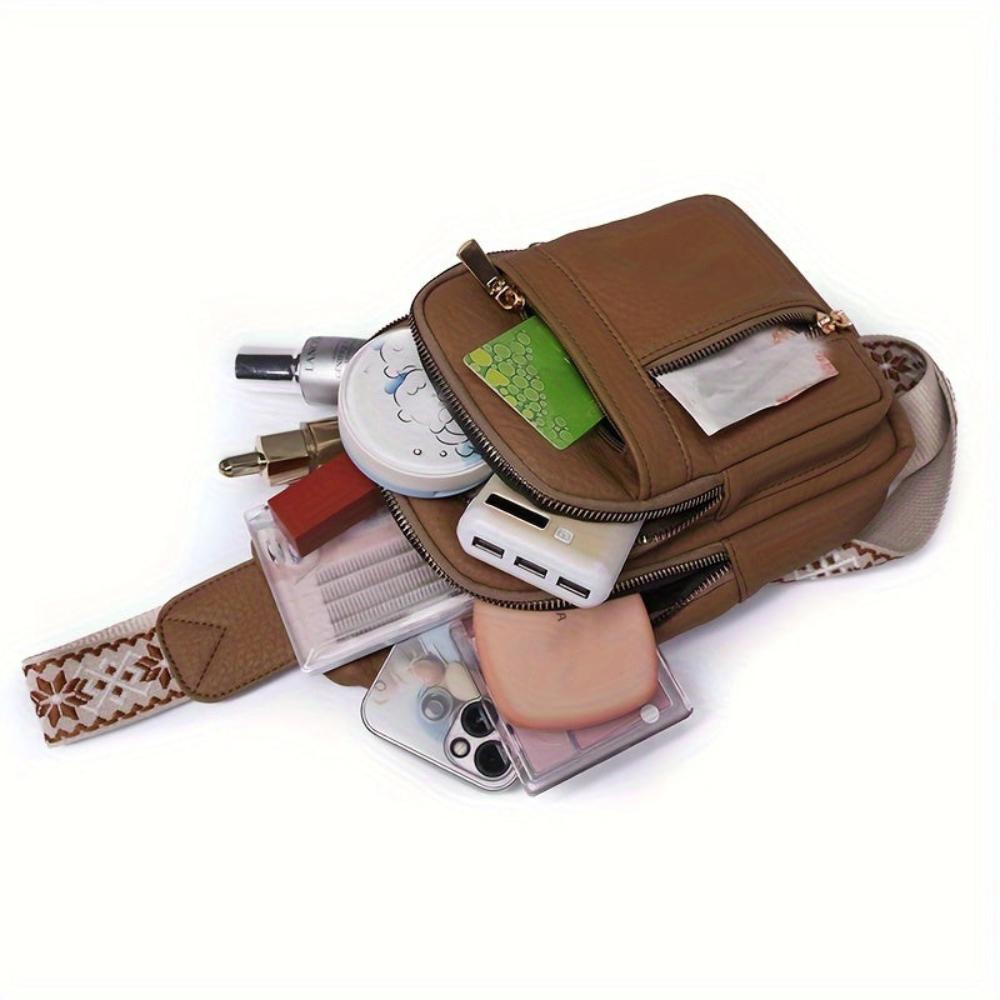 Leather Crossbody Sling Bag with Multiple Compartments for Men & Women – Adjustable Chest Pack for Everyday Carry & Active Lifestyle