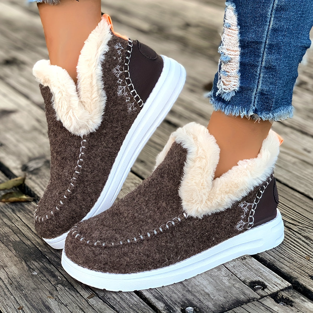 Women's Plush-Lined Slippers – Non-Slip Indoor House Shoes with Cozy Fleece for Winter Warmth & Everyday Comfort at Home