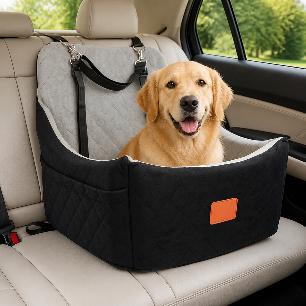 Ortekor Seat-Belt Pass-Through & Washable Cotton Dog Car Seat