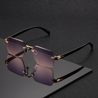 Rimless Square Frame Reading Glasses for Men – Lightweight Metal & Plastic Eyewear for Everyday Wear