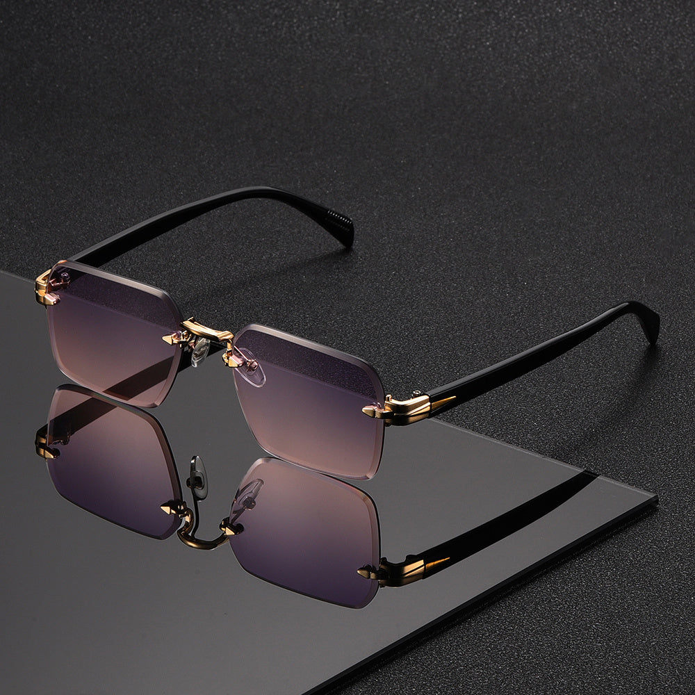 Rimless Square Eyeglasses for Men – Lightweight Metal Frame with Modern Minimalist Style