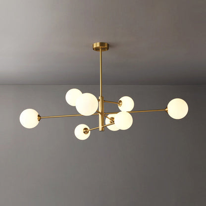 Bubble Glass Pendant Light with Metal Frame for Living Room & Bedroom – Modern Multi-Globe Chandelier for Dining Room & Entryway