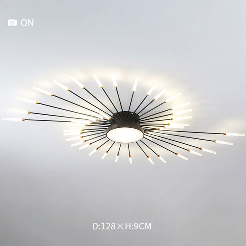 Starburst Dimmable LED Ceiling Light Flush Mount Black Gold Metal Acrylic Indoor Modern Fixture for Bedroom Living Room Dining Room