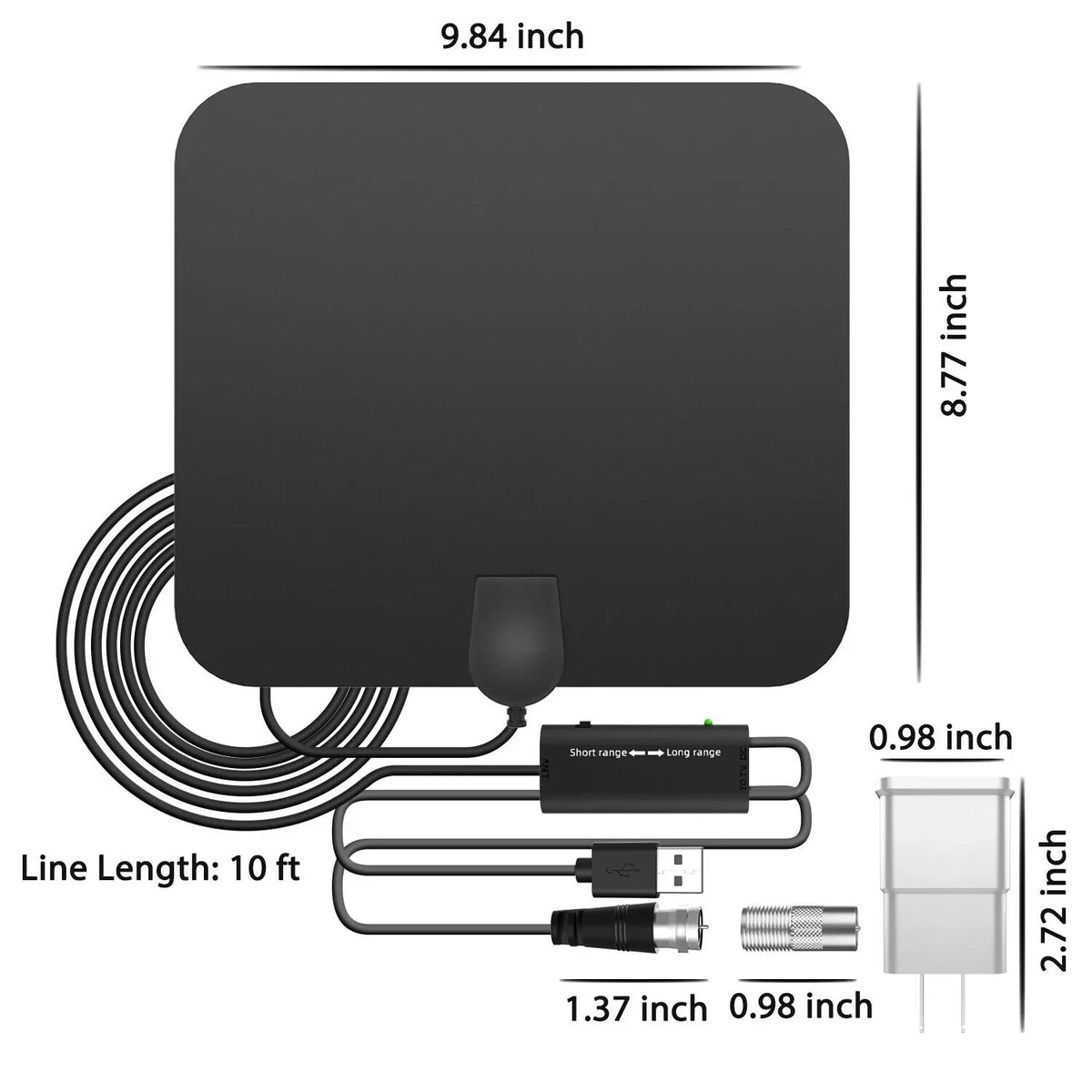 Indoor Digital TV Antenna with Signal Amplifier for Crystal Clear HD Channels | Long-Range UHF VHF Reception | Wall or Window Mount for