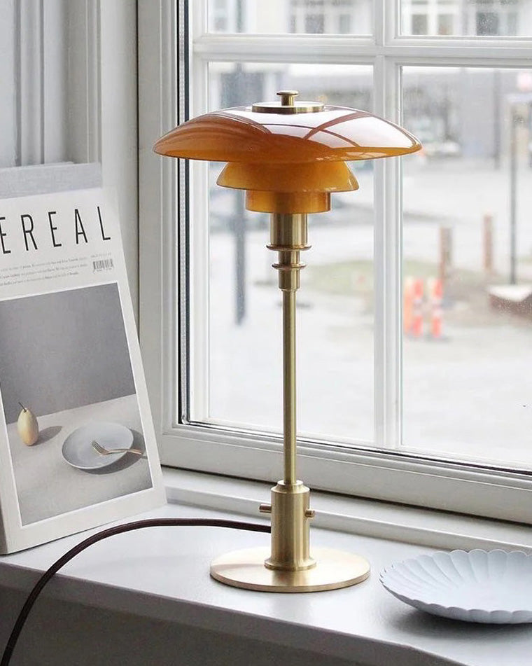 Glass Desk Lamp with Adjustable Light Temperature 19 inches Tall for Home Office Bedside Reading Study Room Work Surface Illumination Nights