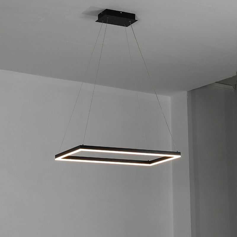 Multi-Tier Linear Suspension Fixture with Integrated LED, Adjustable Cable, Matte Black Metal Frame for Dining & Living Spaces