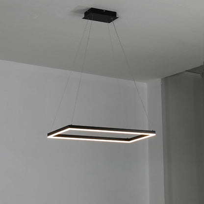 Multi-Tier Linear Suspension Fixture with Integrated LED, Adjustable Cable, Matte Black Metal Frame for Dining & Living Spaces