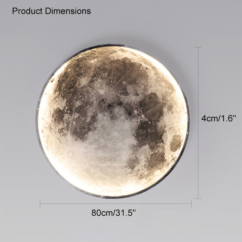 LED Moon Wall Sconce Dimmable Remote Control Light 9.4 Inch Diameter PVC Fixture for Bedroom Living Room Hallway Accent Lighting Three Color