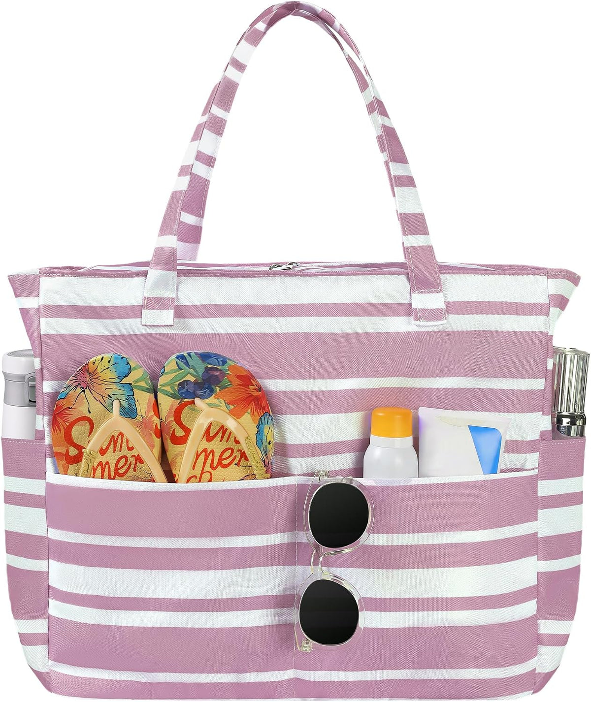 Ortekor Waterproof Beach Tote Bag with Zipper & Sandproof Design | Large Capacity for Travel and Gym