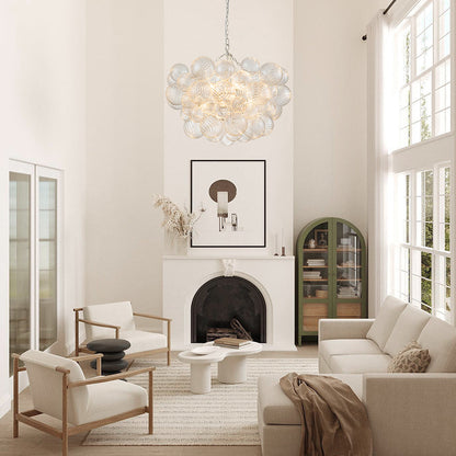 Multi-Globe Textured Glass Ceiling Fixture with Adjustable Chain Hardwired Dimmable Lighting for Dining Room Entryway Bedroom