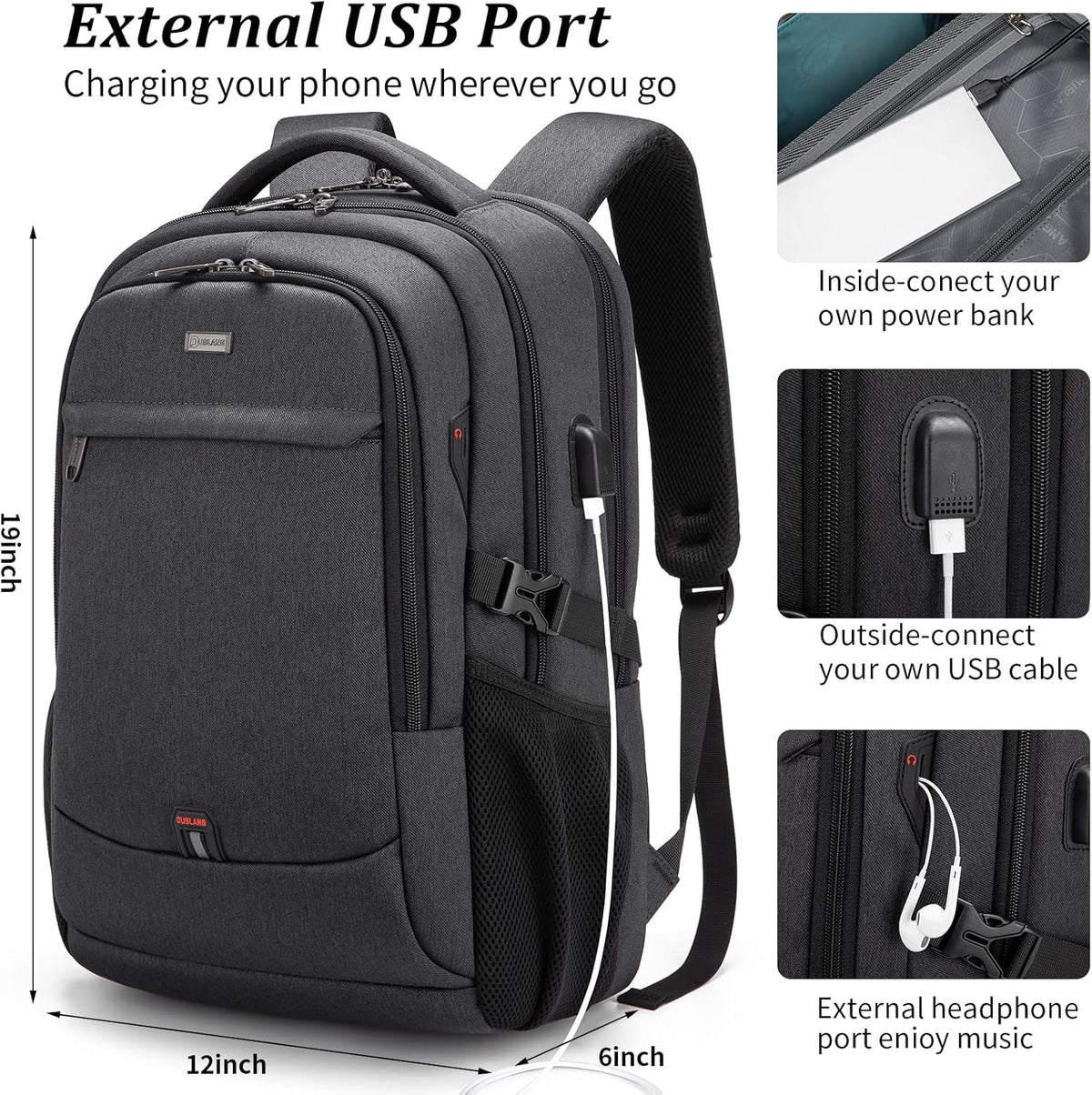 Tech-Ready Laptop Backpack with Charging Port, Anti-Theft Pocket & Multi-Day Compartments for Commute & Travel