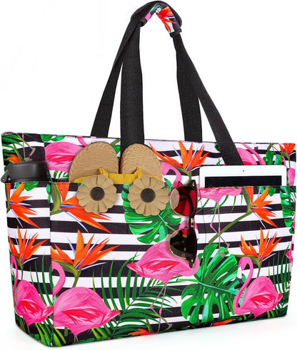 Ultimate Beach Tote | Extra Large Waterproof Bag with Zippered Wet Compartment | Lightweight & Foldable for Easy Travel