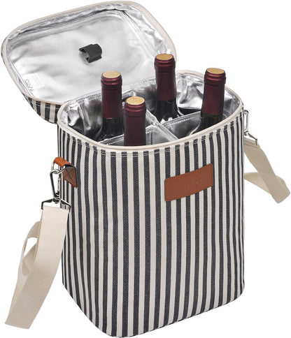 Insulated Wine Tote Carrier Bag with Padded Design | Leakproof Cooler for Travel and Parties