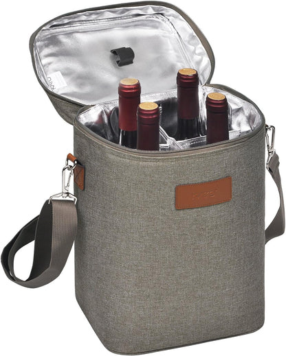 Insulated Wine Tote Carrier Bag with Padded Design | Leakproof Cooler for Travel and Parties