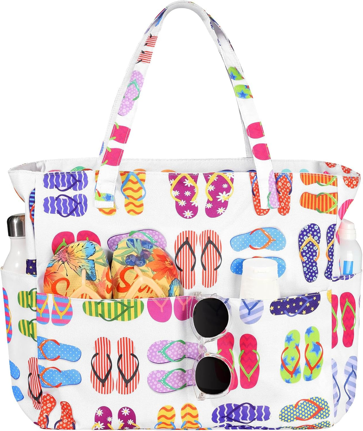 Ortekor Waterproof Beach Tote Bag with Zipper & Sandproof Design | Large Capacity for Travel and Gym