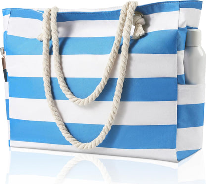 Oversized Zippered Tote with Sand-Resistant Lining for Pool Days & Travel | Water-Resistant Canvas Carryall