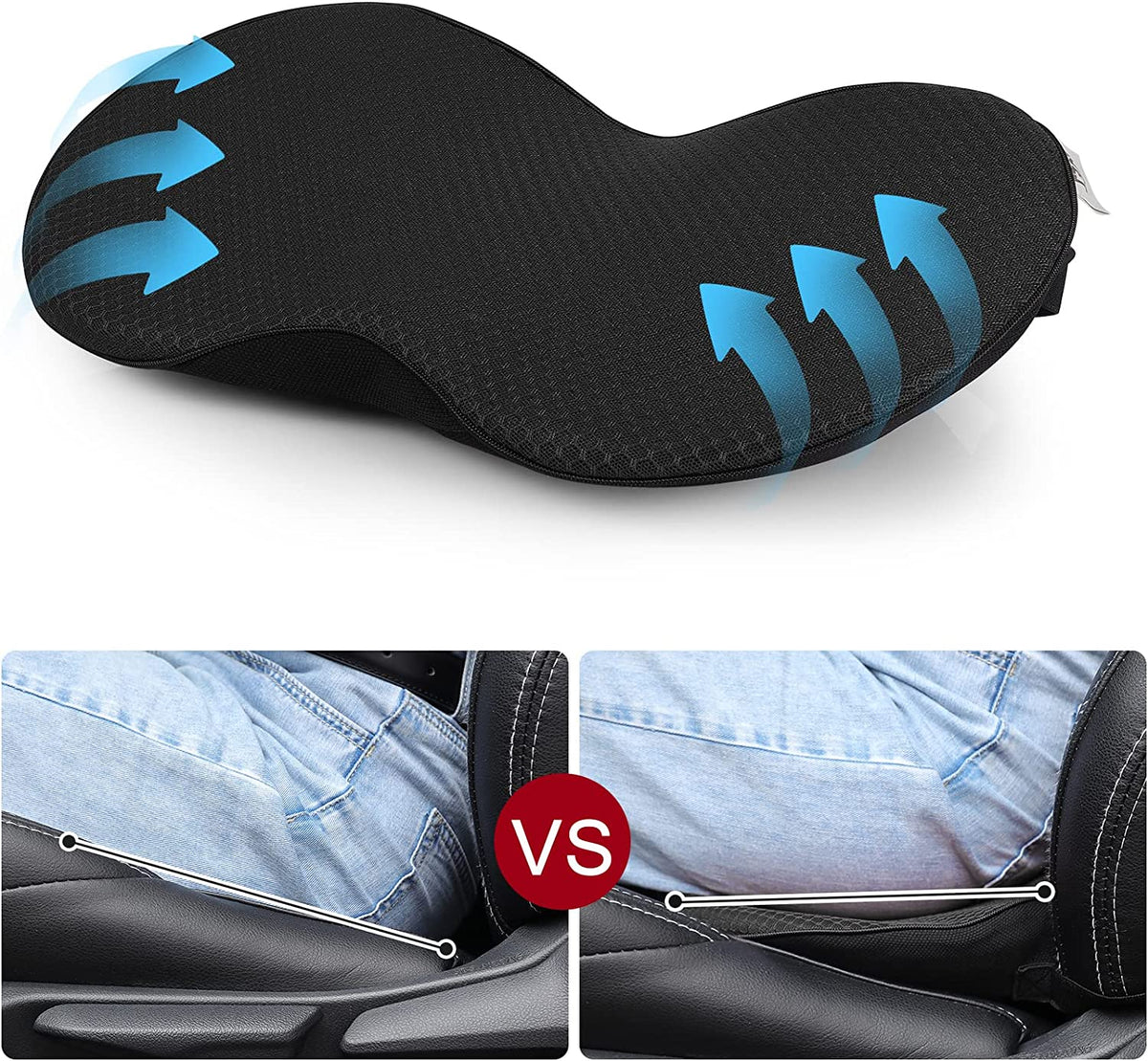Memory Foam Driving Booster Seat Cushion for Petite Drivers – Ergonomic Height Lift Pad with Lumbar Support for Car, Truck & Office Chair