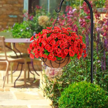 Hanging Basket Flowers Artificial Silk for Outdoor Indoor Decor | Weather-Resistant Faux Blooms in 7 Colors, Year-Round