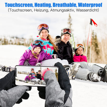 Battery-Powered Heated Winter Gloves with Touchscreen Fingers & 3 Temperature Settings for Skiing, Outdoor Work