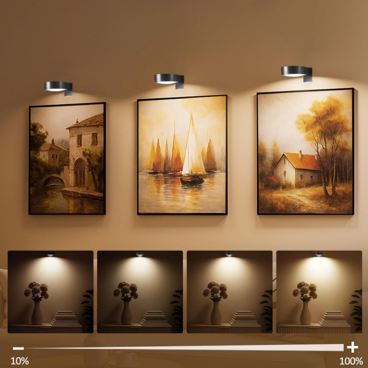 Battery-Powered Picture Light with Remote – Magnetic Mount LED Artwork Spotlight for Frames & Wall Displays