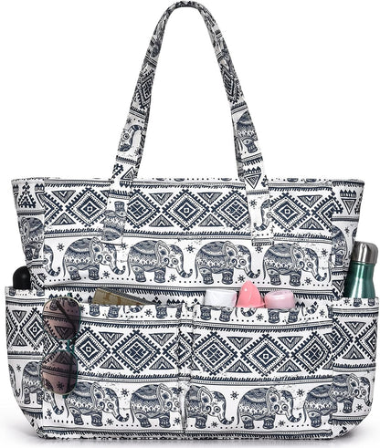 Ortekor Large Waterproof Beach Tote Bag with Zipper | Sandproof Design for Travel & Vacation Essentials