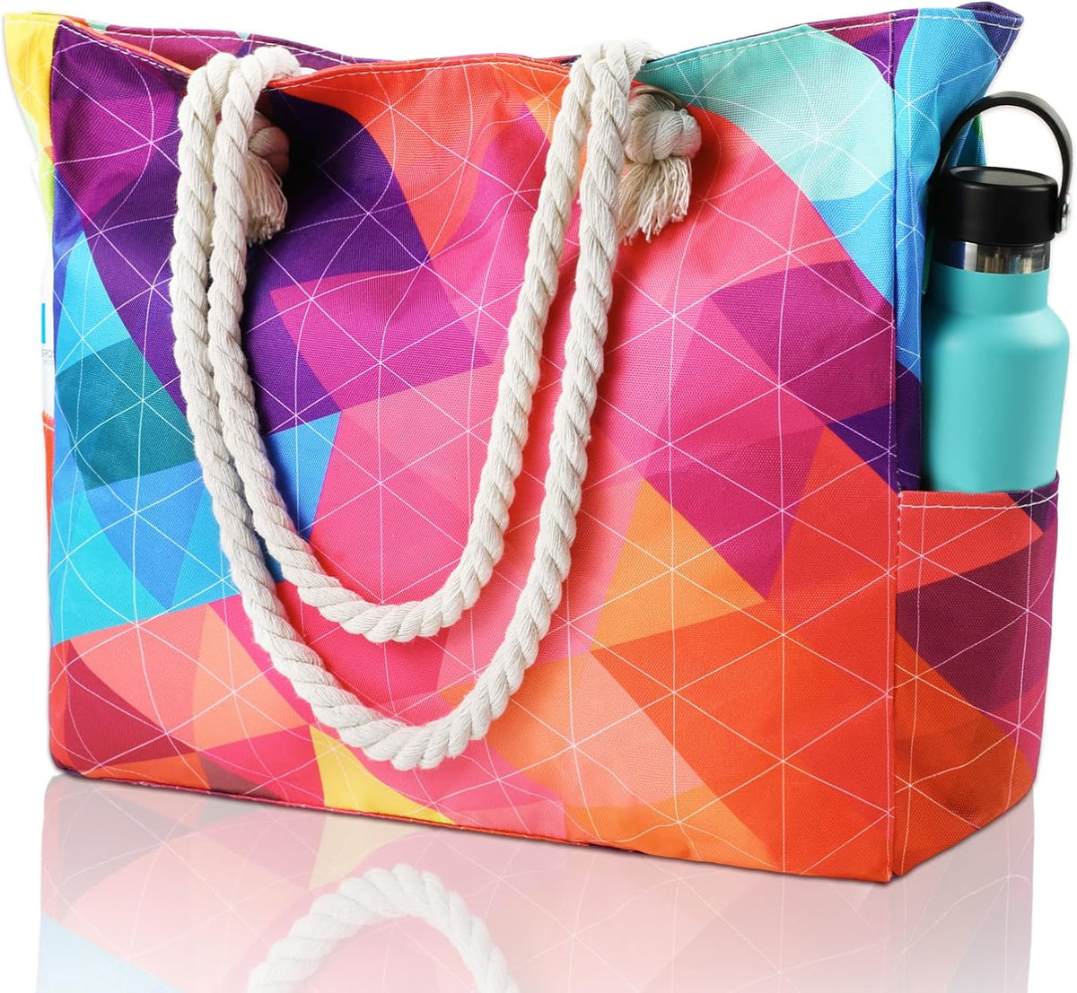 Zippered Canvas Beach Bag for Women – Waterproof Tote with Pockets for Pool, Travel & Everyday Errands – Sand-Resistant Shoulder Carryall