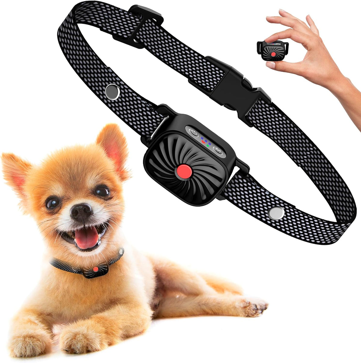Humane Bark Control Collar for Small Dogs | 4 Vibration Levels & Sound Mode | IP87 Waterproof | Adjustable 6-20 in Neck | Safe Puppy