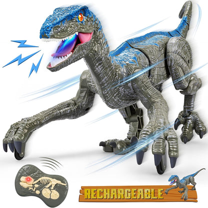 RC Prehistoric Predator Toy with Wireless Controller, 360° Spin, Sound Effects & LED Lights for Kids Ages 4+