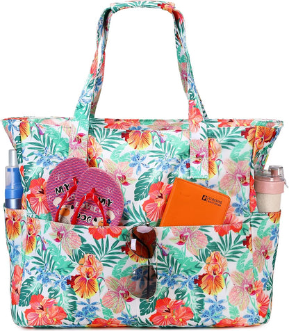 Coastal Escape | Extra Large Waterproof Beach Tote Bag with Wet Compartment | Stylish Carry-On for Weekend Getaways