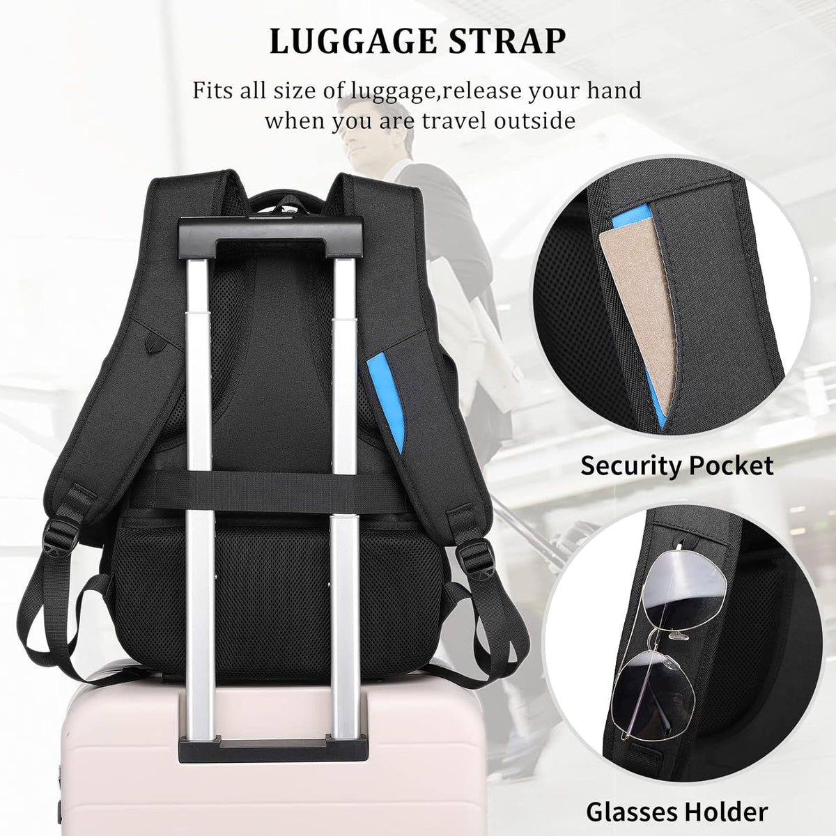 Travel Backpack with USB Charging Port for Laptops up to 17 Inches | Water-Resistant Daypack with Anti-Theft Pocket for Business Work School
