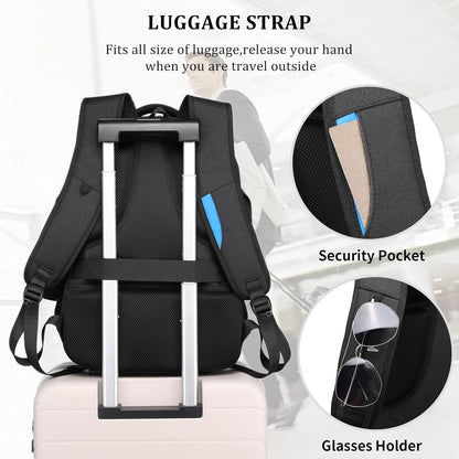 Travel Backpack with USB Charging Port for Laptops up to 17 Inches | Water-Resistant Daypack with Anti-Theft Pocket for Business Work School