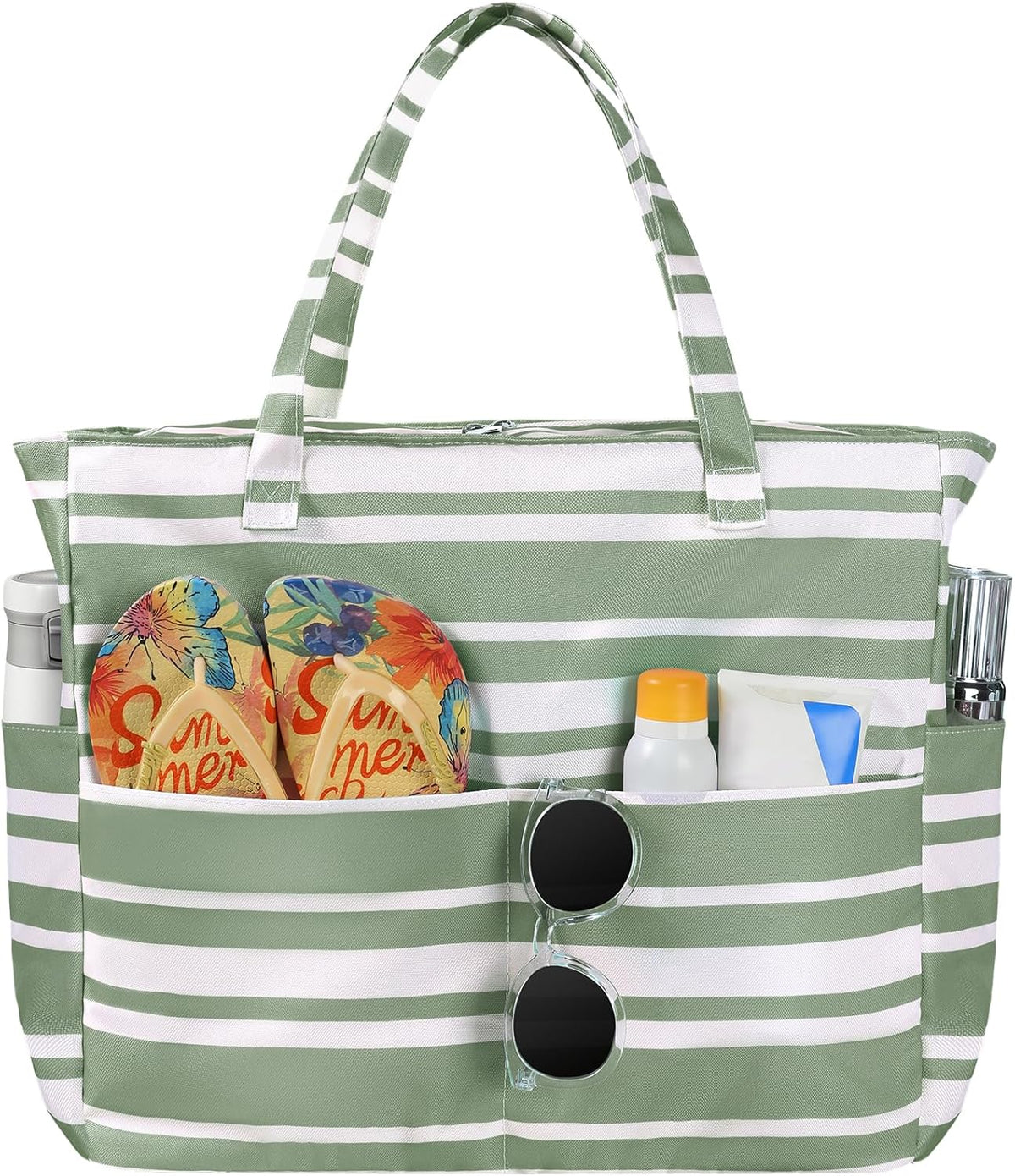Ortekor Waterproof Beach Tote Bag with Zipper & Sandproof Design | Large Capacity for Travel and Gym