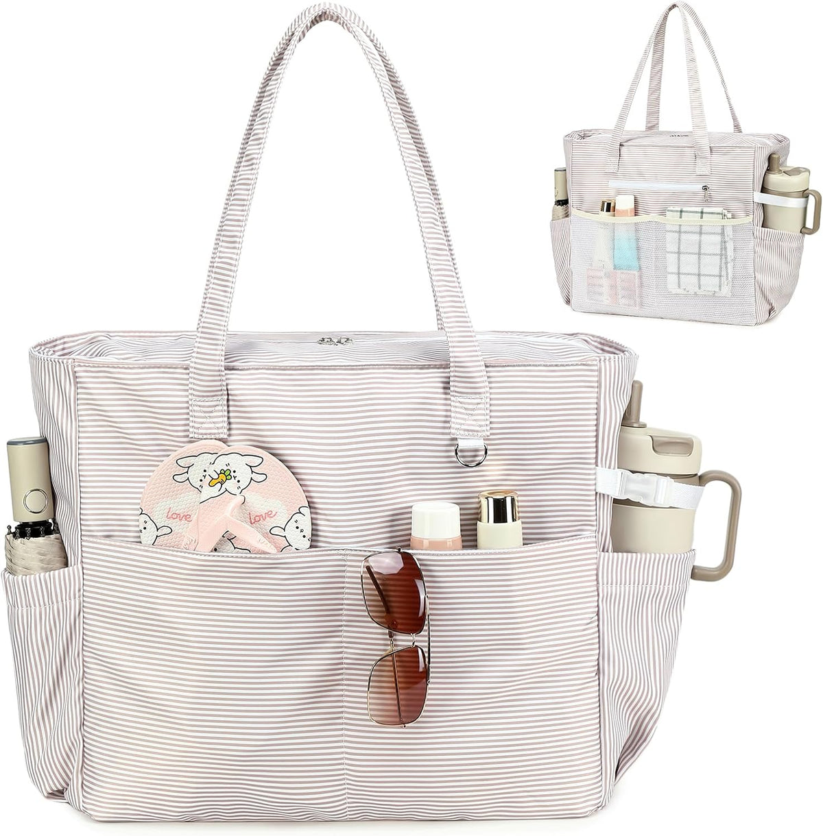 Coastal Escape | Extra Large Waterproof Beach Tote Bag with Wet Compartment | Stylish Carry-On for Weekend Getaways