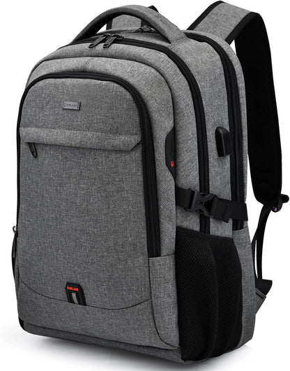 Travel Backpack with USB Charging Port for Laptops up to 17 Inches | Water-Resistant Daypack with Anti-Theft Pocket for Business Work School