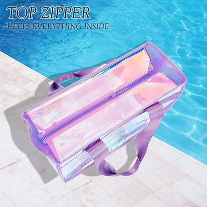 Ortekor Beach Tote Bag | Waterproof Sandproof Jelly Beach Bag with Zipper | Stylish & Spacious for Pool and Cruise Essentials