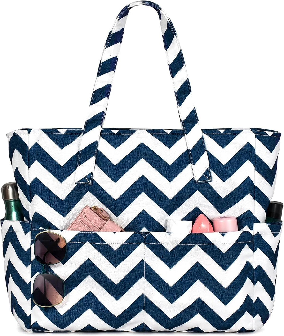 Ortekor Large Waterproof Beach Tote Bag with Zipper | Sandproof Design for Travel & Vacation Essentials