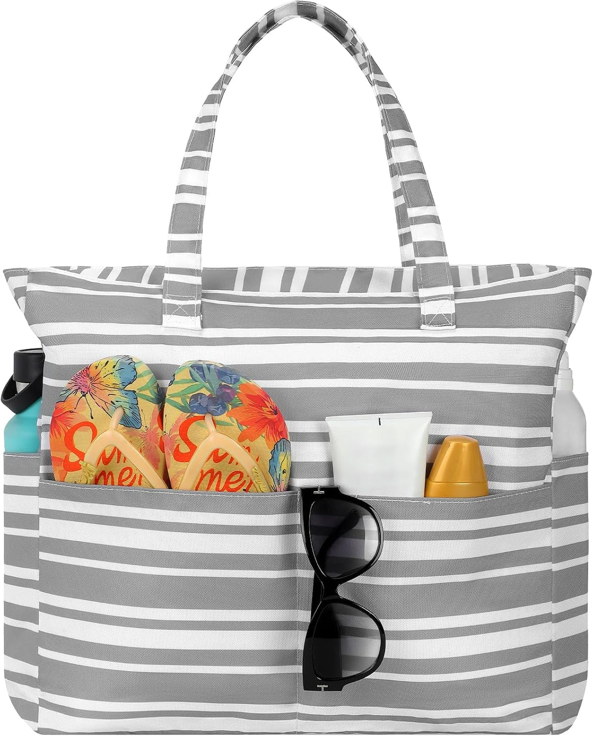 Ortekor Waterproof Beach Tote Bag with Zipper & Sandproof Design | Large Capacity for Travel and Gym