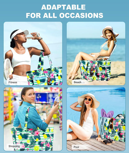 Ultimate Beach Tote | Extra Large Waterproof Bag with Zippered Wet Compartment | Lightweight & Foldable for Easy Travel