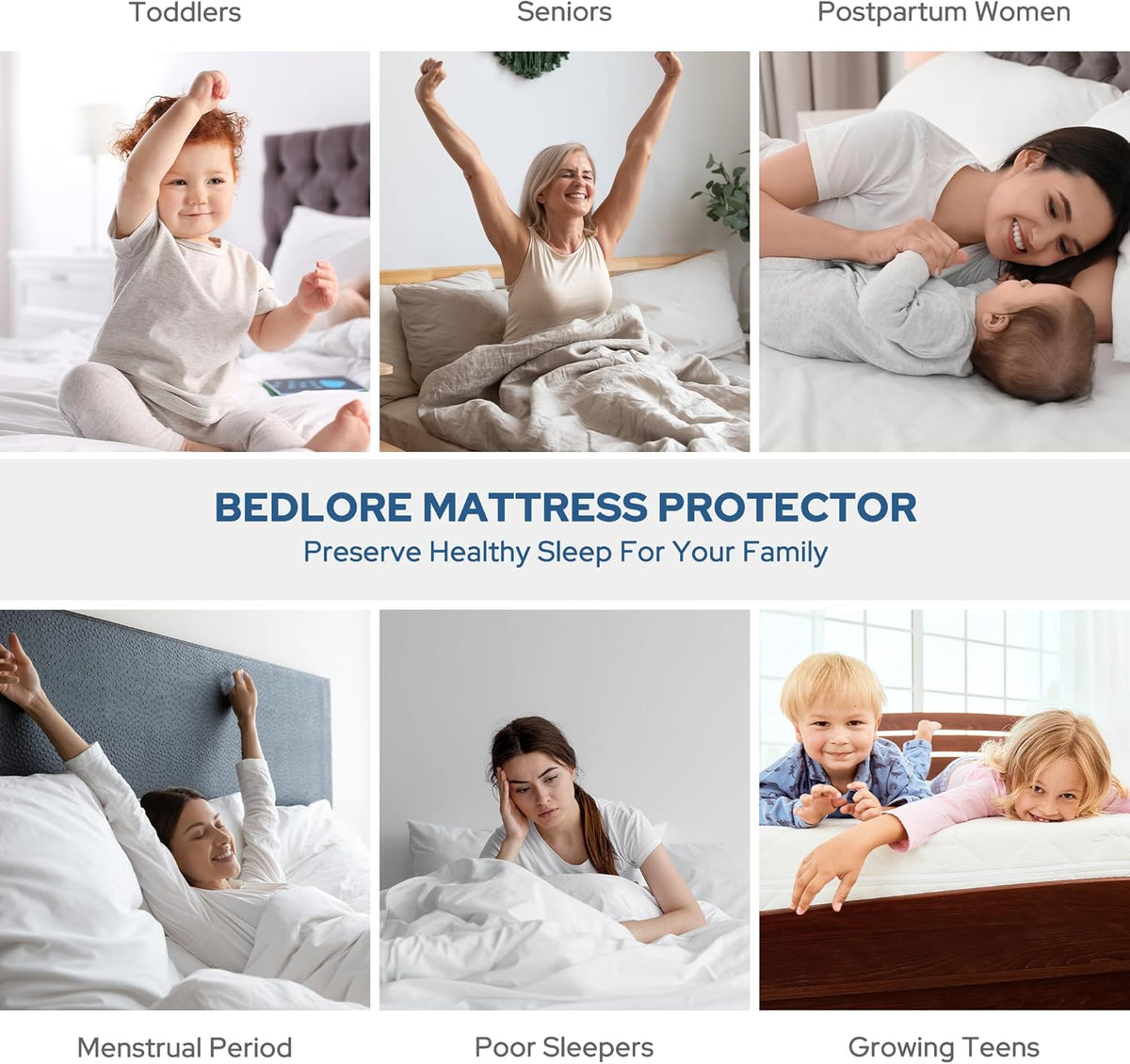 Waterproof Mattress Protector, Quilted Waterproof Mattress Cover with Deep Pocket up to 18 Inch, Fitted Bed Protector