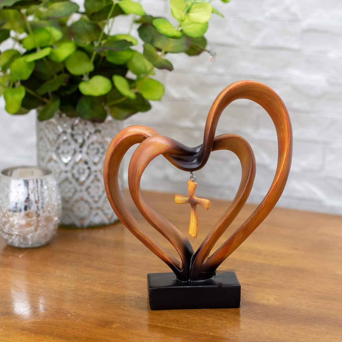 Marriage Takes Three - Entwined Heart & Cross Tabletop Accent