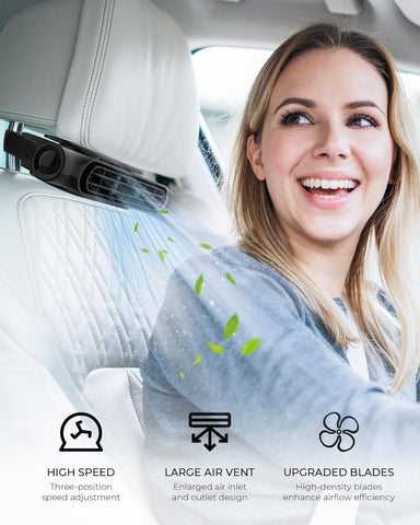 AutoBreeze | USB Car Cooling Fan with 3 Adjustable Speeds | Bladeless Design for Safe Airflow