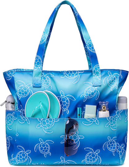 Coastal Escape | Extra Large Waterproof Beach Tote Bag with Wet Compartment | Stylish Carry-On for Weekend Getaways