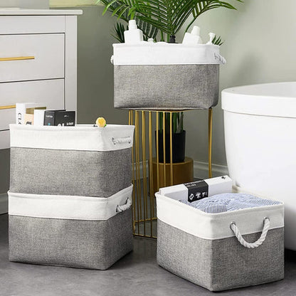 NeatNest Storage Basket - Durable Cotton Linen, Foldable Design